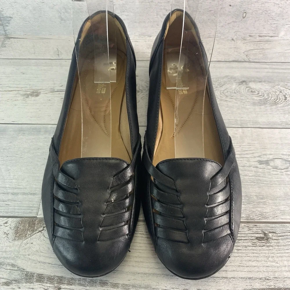 Clarks Gracelin Gemma Shoes Womens 9.5 Wide Black Leather Comfort Classic Flats